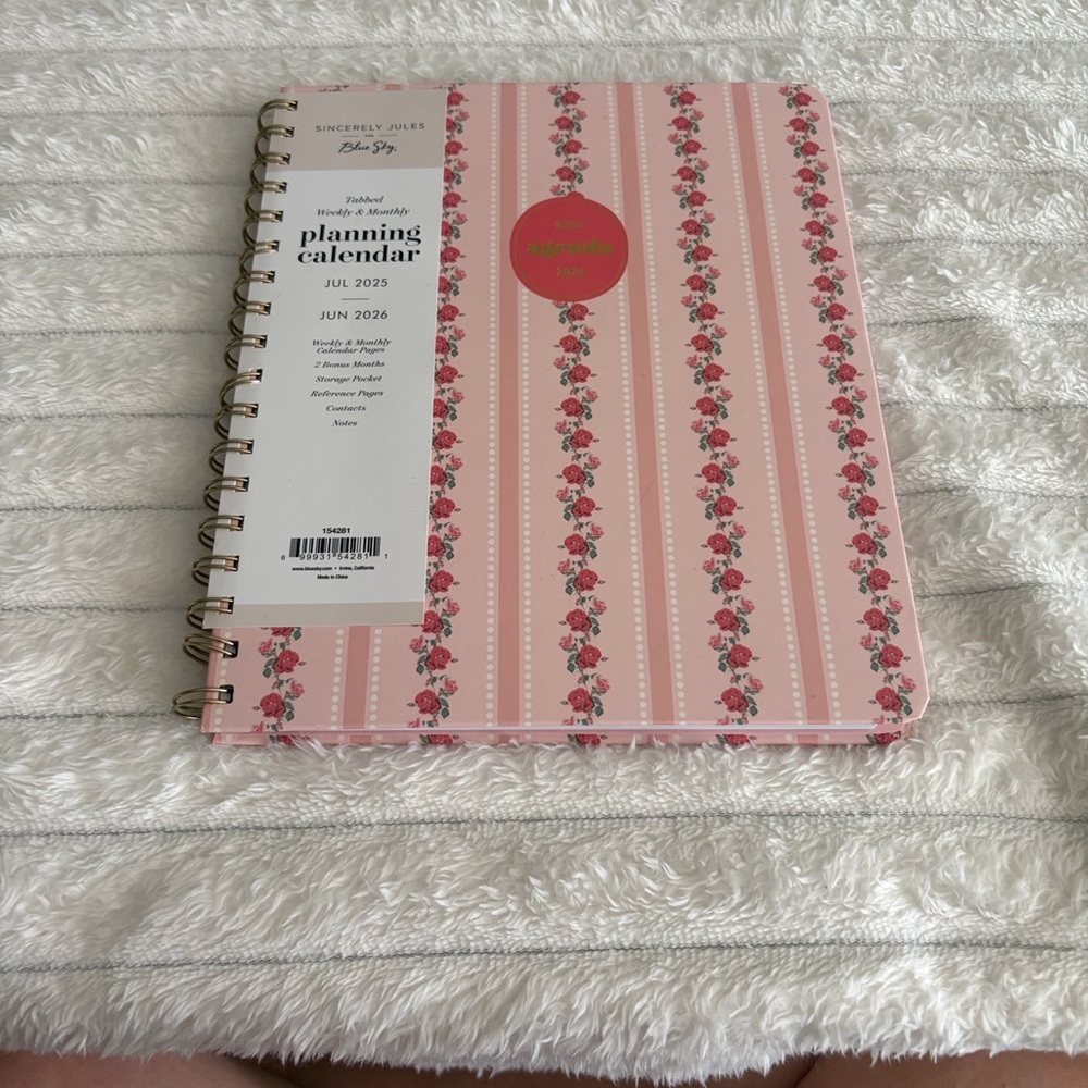Rose floral 2025/2026 spiral planner | tabbed weekly monthly agenda